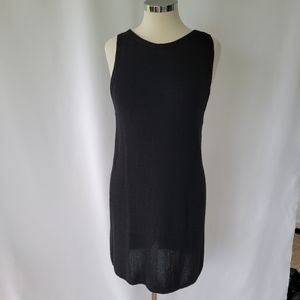 WHBM Black Knit Fitted Tunic Sweater Sz L GUC